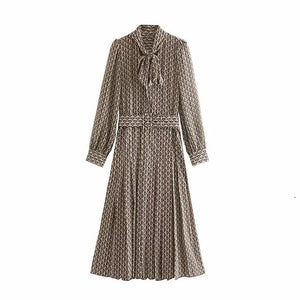 Withered england style vintage Paper clip printing sashes party midi dress women vestidos de fiesta de noche vestidos blazer top