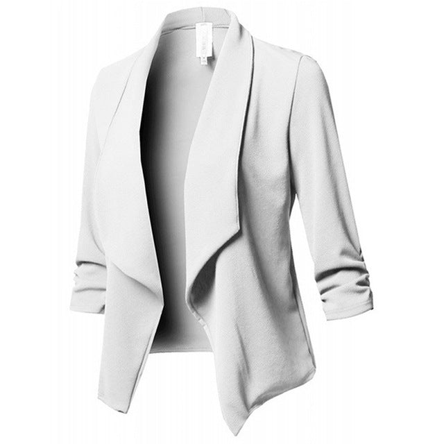 Blazer Feminino Autumn Blazer Jacket Fashion Pleated Lapel Work Office Lady Suit Long Sleeve Casual Cardigan Tops Women