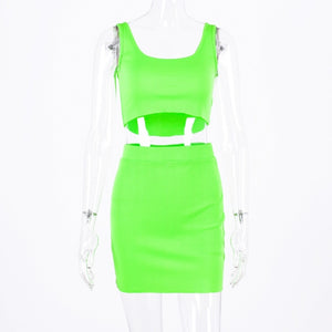 Dulzura two piece set crop tank top mini skirt 2019 summer autumn women elegant sexy 2 piece tracksuit party lady clothes