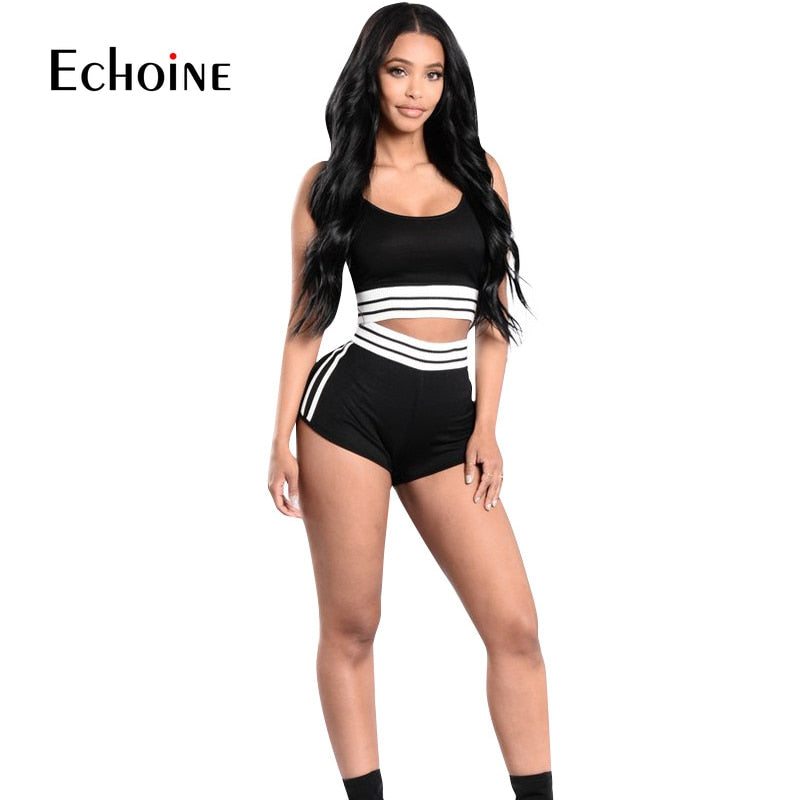 2019 New Fashion Women Sets Casual 2 piece set women  Cotton Girls Tops and Shorts Clothing Sets Sexy Lady Sportwear Clothes